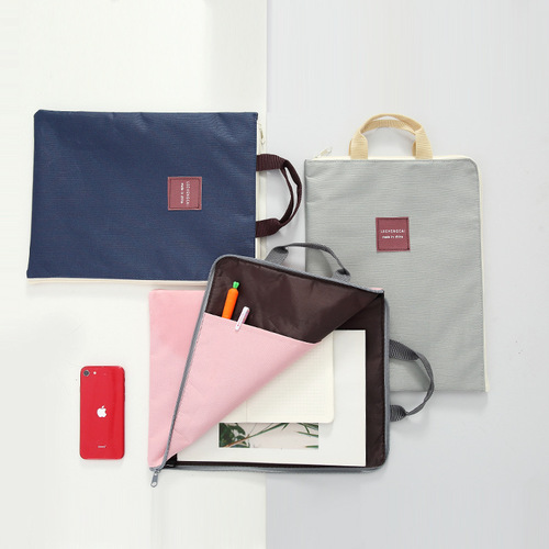 ins style multi-layer portable A4 document bag student storage bag iPad mobile phone Oxford canvas briefcase