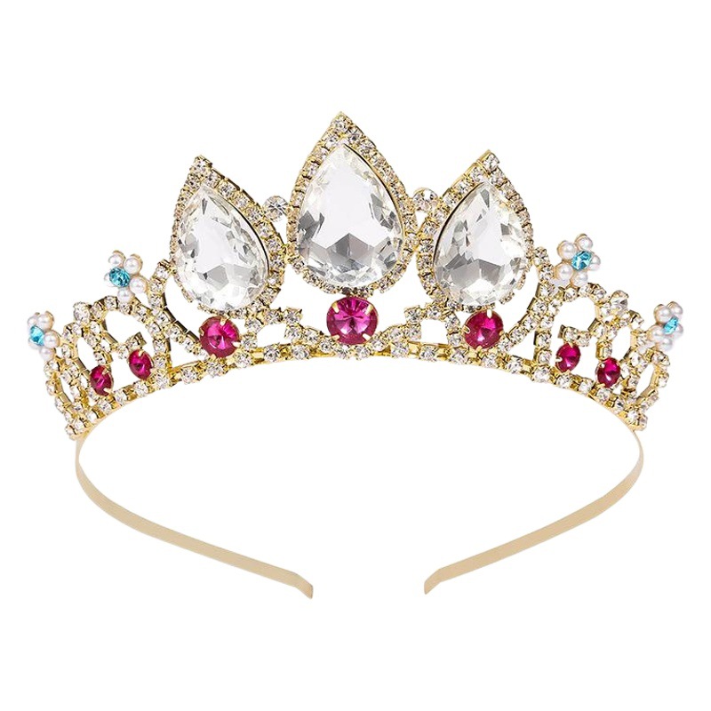 Moda accesorios para el cabello para Niños Accesorios para la cabeza gota de agua Linda corona niña popular rhinestone horquilla corona bebé diadema