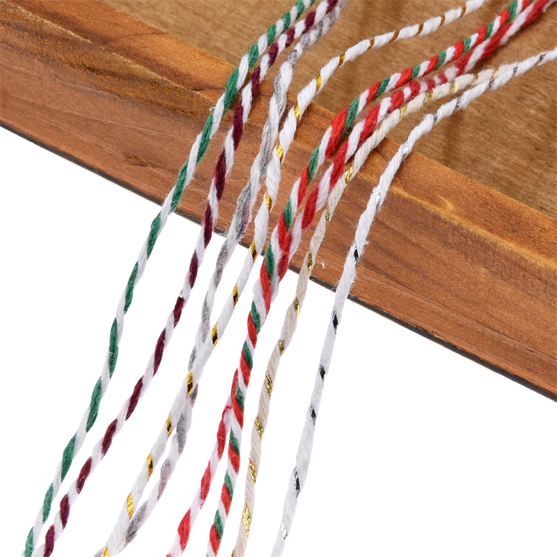 2mm transfronterizo de doble color cuerda de algodón DIY tejido a mano cuerda de regalo de agrupación de cuerda de dibujo de 100 metros