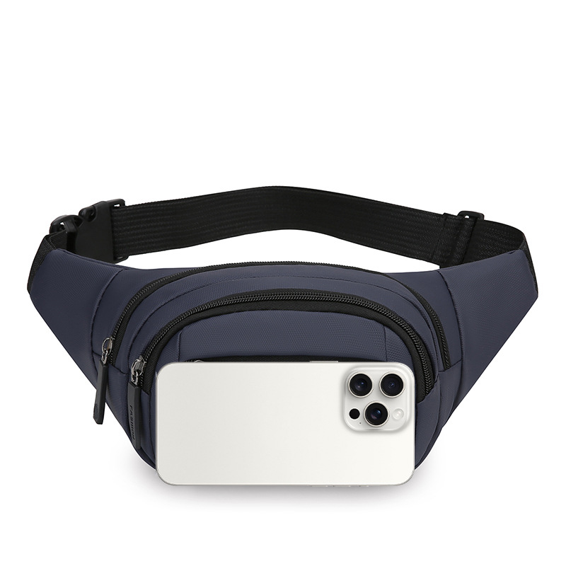 Bolso de cintura de hombre, película de cuero de gran capacidad, bolso de caja de negocios, bolso de pecho de moda, bolso de hombro múltiple.