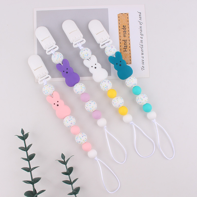 Transfronterizos bebés tetas de tetas cadena Pascua anti-perder cadena juguetes para bebés calmante goma de diente anti-caída cuerda