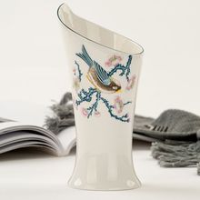 创意唐山骨瓷筷子筒刀叉筷子笼带沥水陶瓷火炬餐具收纳勺笼