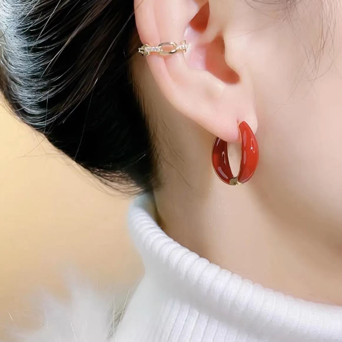 1 Pair Quantity Holiday Occasion 1 Pair Commute Color Block Plating Alloy Gold Plated Earrings