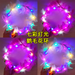 New Fairy Luminous Feathers and Goose Feather Garland Rabbit Ears Internet Celebrity Night Market Locally Promoted Flash Headwear Locally Promoted Scan the Code to Batch