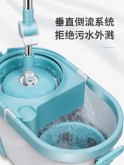 444Z Wholesale Mop Handle Rotating Mop Bucket Spin-and-Dehydrate One-Step No-Hand-Washing Home Floor Cleaner—Twin Stars