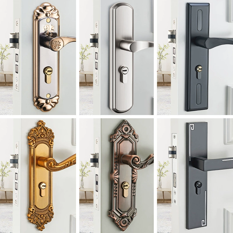 Черный дверной замок для домашнего использования, универсальный комплект дверных замков для спальни, трехсекционная бесшумная дверная ручка старого образца, заменяющий старый дверной замок.