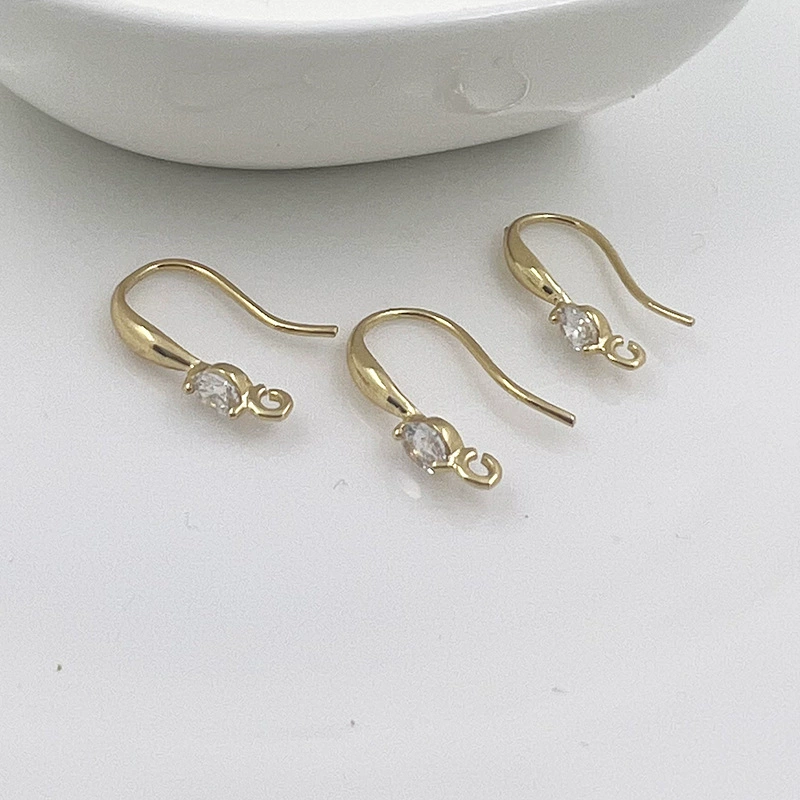 Серьги с цирконием, аксессуар, медь, простой дизайн, 18 карат