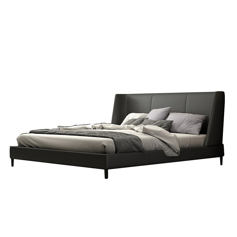 Italiano cama de cuero minimalista moderno minimalista cama de cuero real 1,8 m pequeño apartamento dormitorio principal boda cama doble ventas directas de fábrica