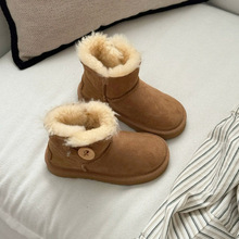 儿童雪地靴河南桑坡羊皮毛一体雪地靴批发男女同款冬季加厚软底棉