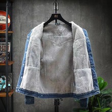 冬季加绒加厚保暖工装牛仔外套男士韩版修身学生夹克潮流帅气棉衣