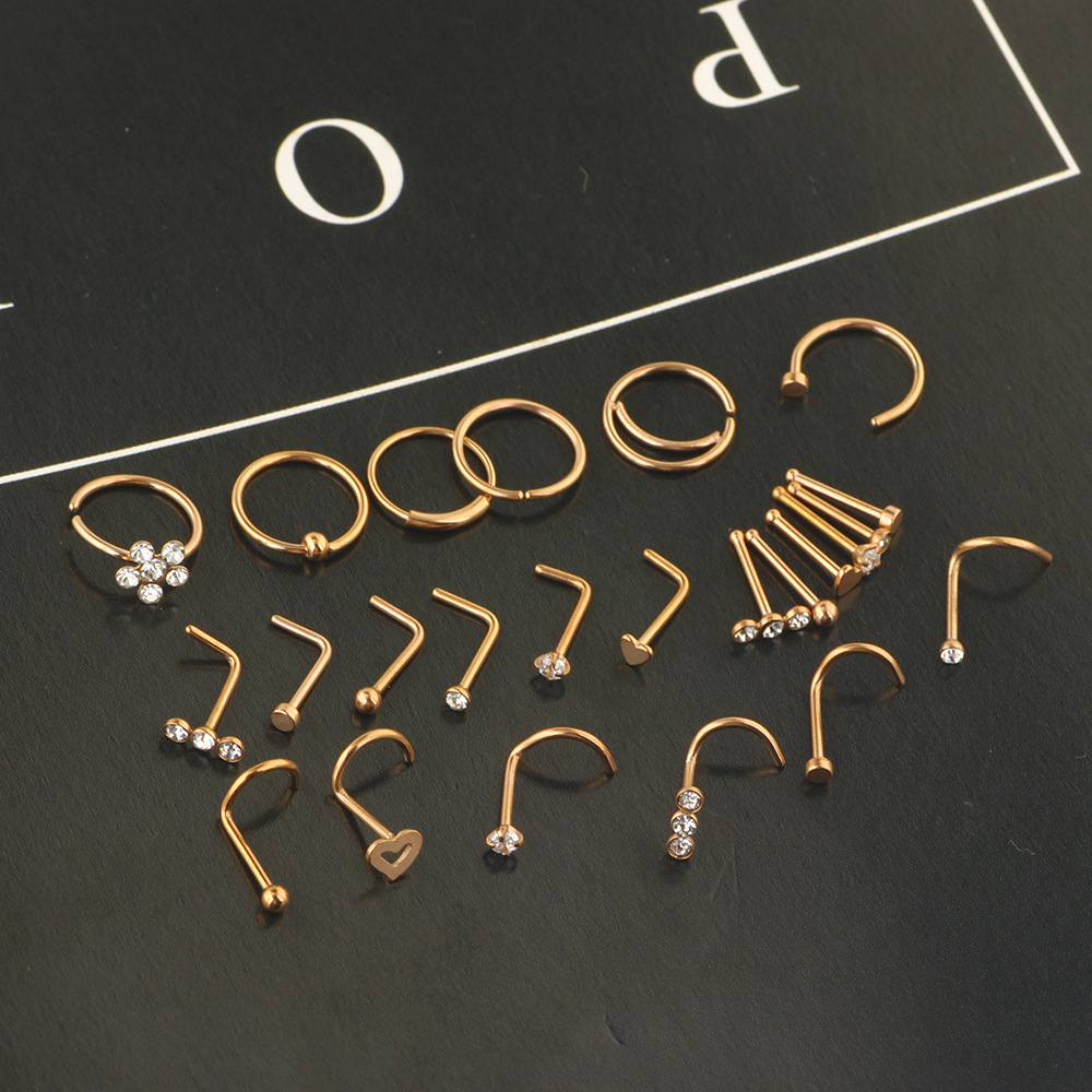 Amazon New Combination Nose Nail Set - 24 Piece Stainless Steel Nose Ring Jewelry Set detail image 7