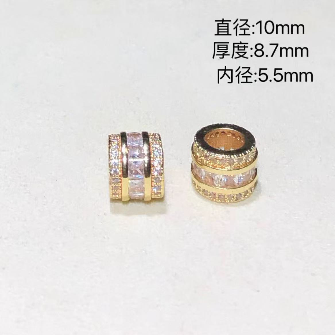 14K Gold-Filled High Color Retention Jewelry Crystal DIY Accessories Colorfulful Zircon Large Hole Spacer Beads Bracelet Necklace Accessories