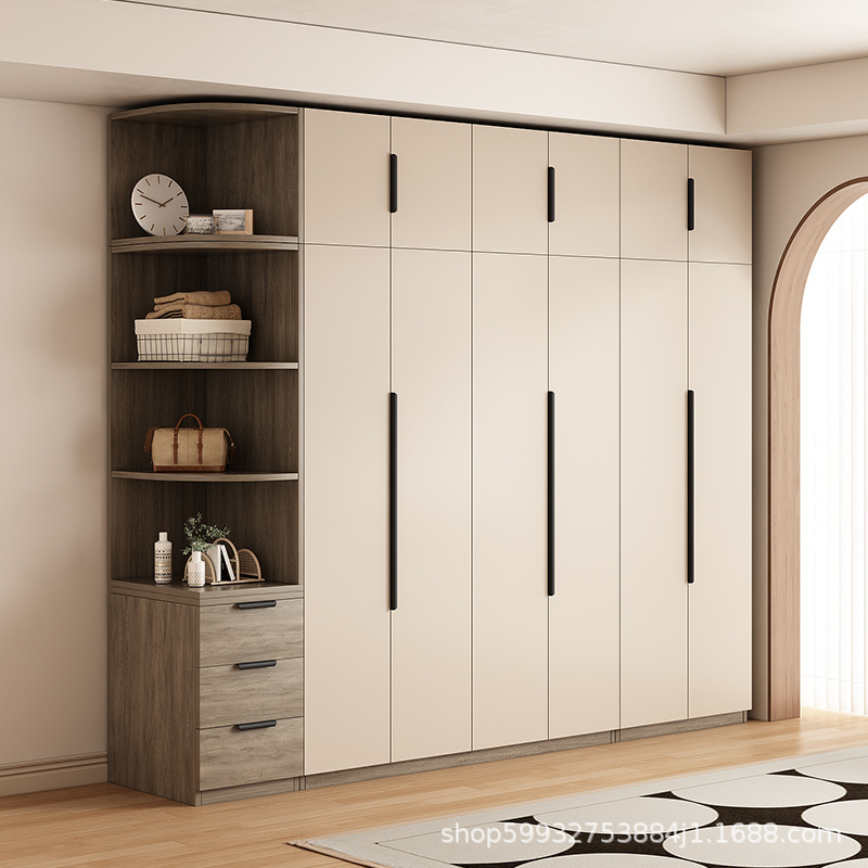 Armario doméstico dormitorio moderno simple puerta abierta pequeña casa de alquiler almacenar armario de almacenamiento armario de lujo ligero