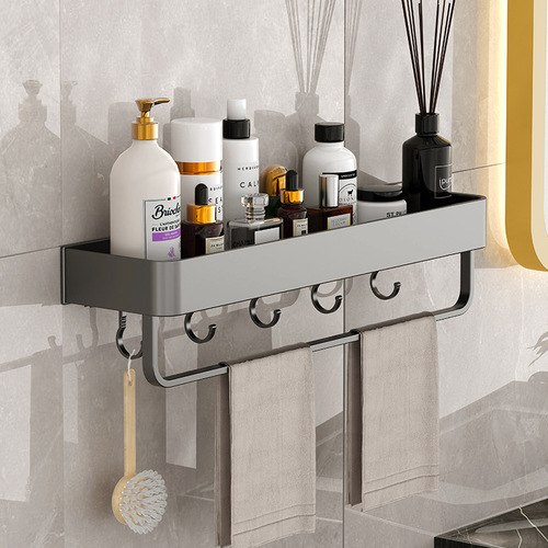 Hole-free wall-mounted bathroom storage shelf bathroom towel rack bathroom multi-layer washbasin storage home