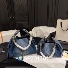 热销爆款26p复古牛仔配皮菱格纹单肩腋下包斜挎轻奢百搭时尚女包
