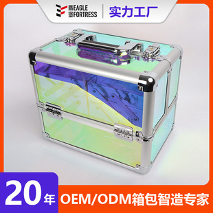 Portable Makeup Box with Lock 3-Layer Storage Space Acrylic Exquisite Makeup Storage Box Tattoo Box Satchel Box