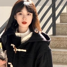 牛角扣毛呢外套女秋冬新款韩版休闲小个子中长款学院风外套呢子衣