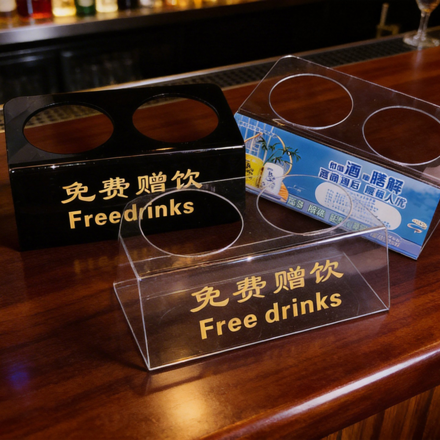 Black acrylic free drink rack hotel guest room mineral water rack wine beverage display rack custom