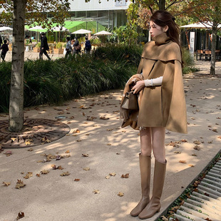 [11000 Collection] [in stock] khaki Cloak Coat Women Popular French Temperament Fragrance This Year