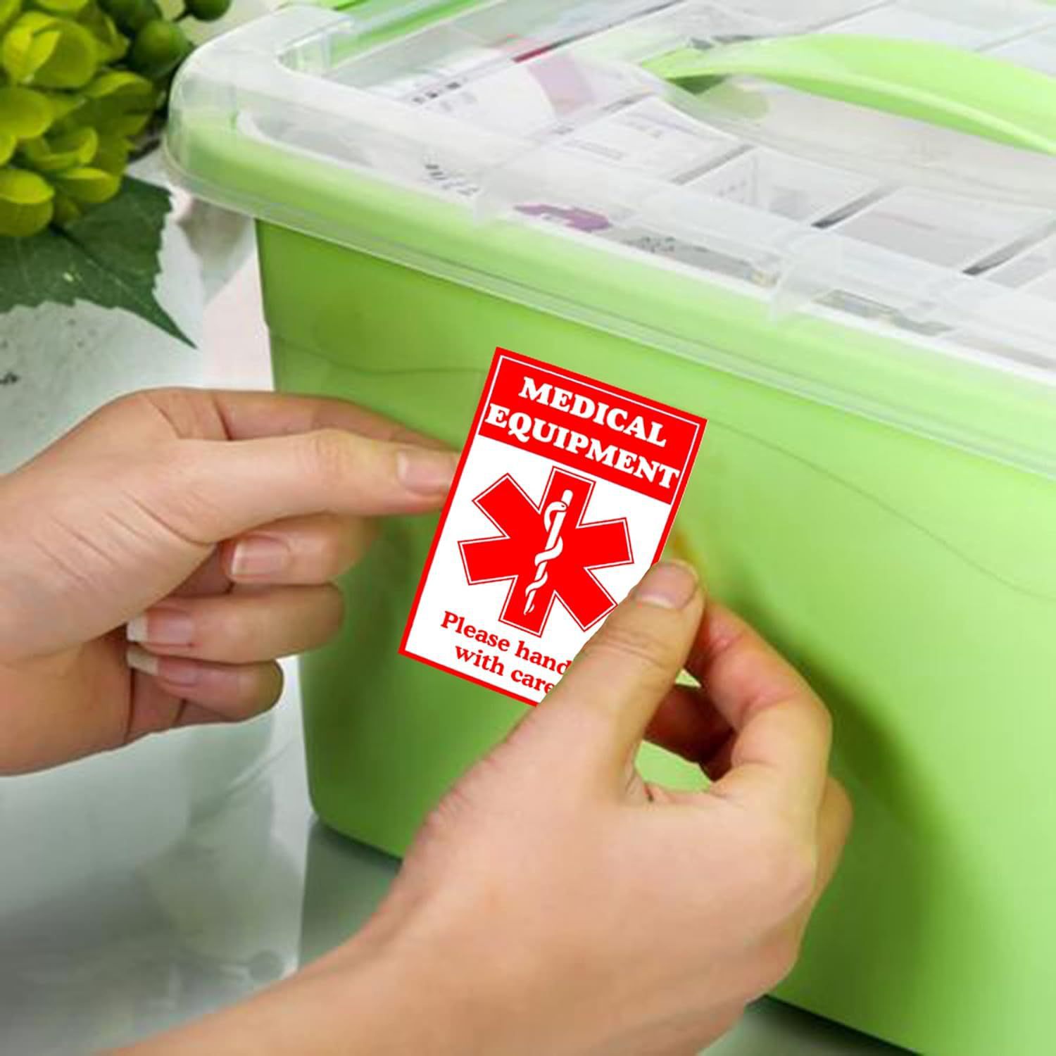 Amazon Medical Alarm Equipment Etiquetas de equipaje Pegatinas Rojas Dispositivos Médicos Suministros Pegatinas internas de atención