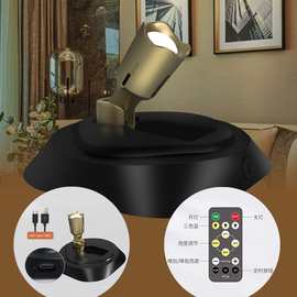 新跨境免布线led充电款投射灯三色温遥控式照画灯小山丘射灯氛围