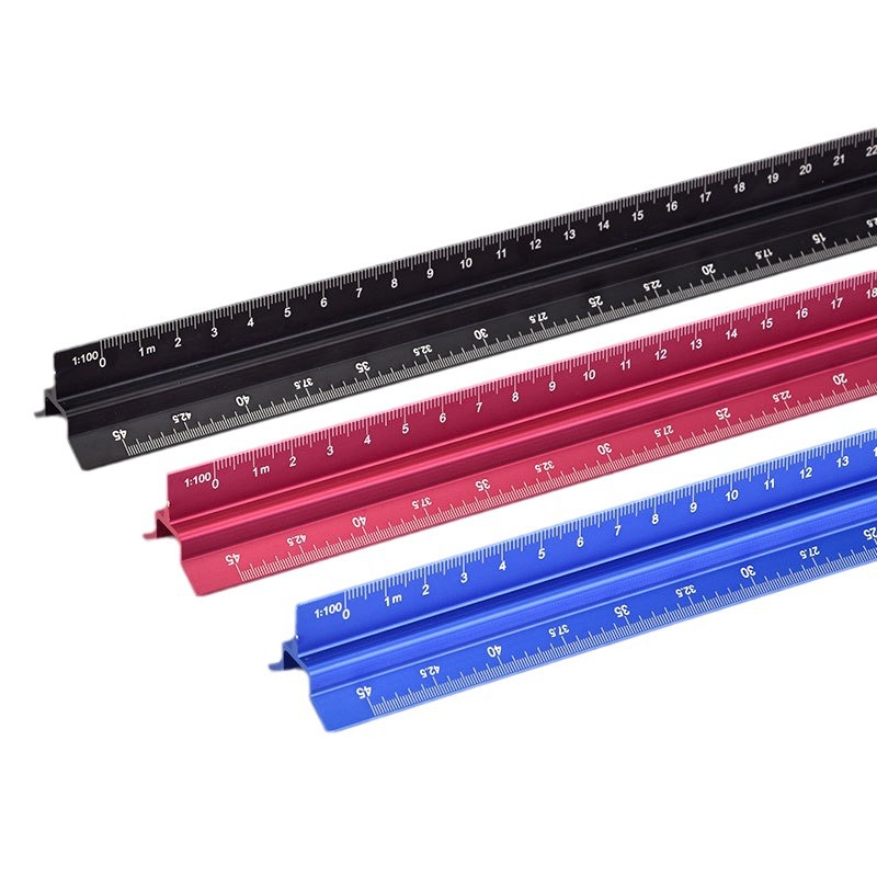 Regla de dibujo Mitsubishi a escala anti-corte personalizada, escala triangular, herramienta de medición de dibujo de diseño interior