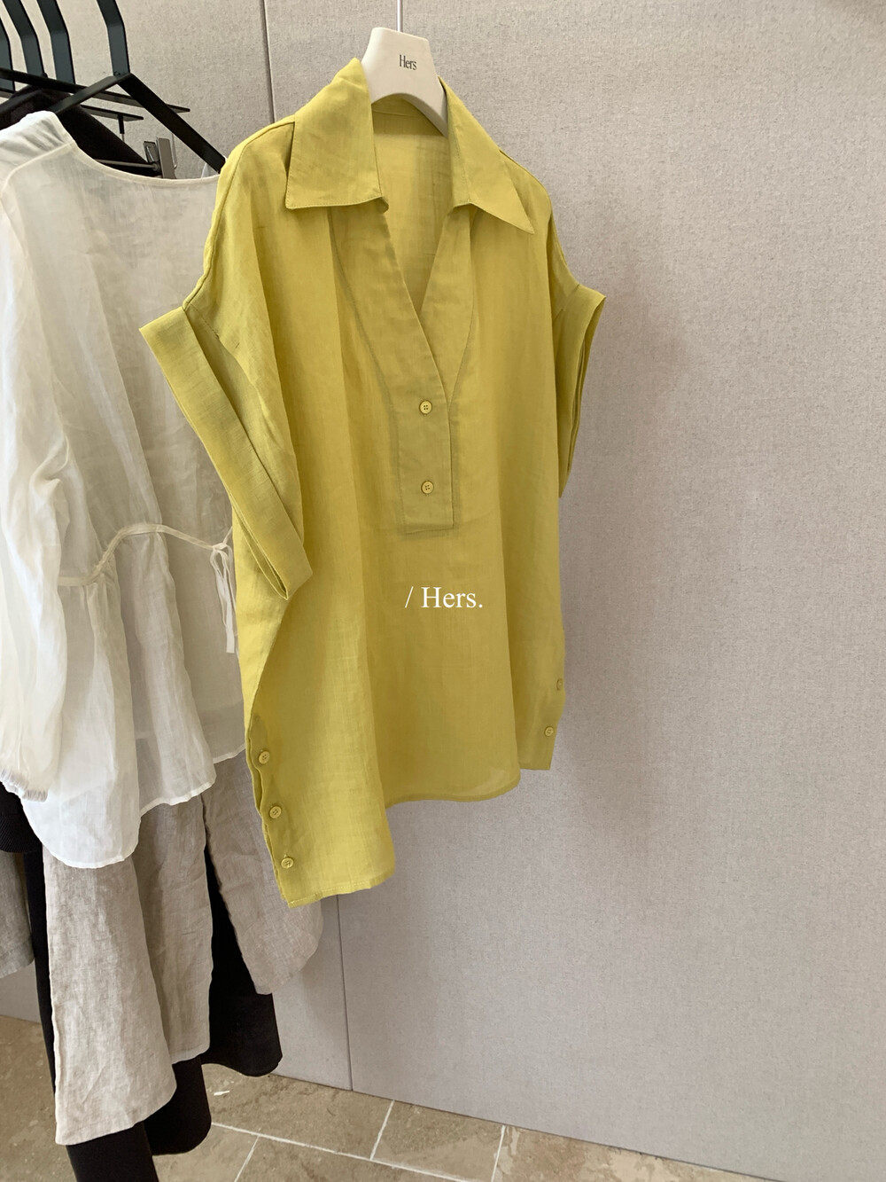 Áo sơ mi nữ linen tay ngắn cổ V phong cách Pháp — nghệ, màu hồng, màu trắng, màu mơ chi tiết 17