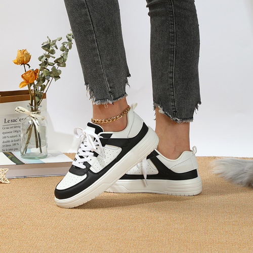 Korean trend couple's platform skate shoes with soft soles and comfortable sports single-layer shoes with lace, fashionable outdoor casual shoes, large size