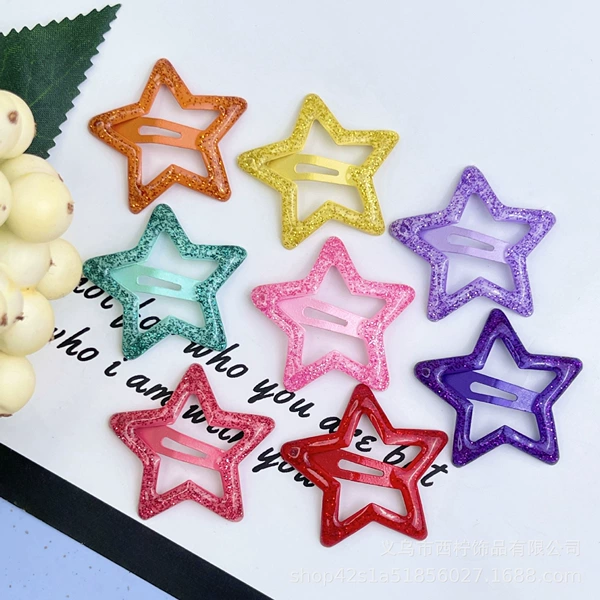New glossy ice-transparent star clip 3.2CM mixed single