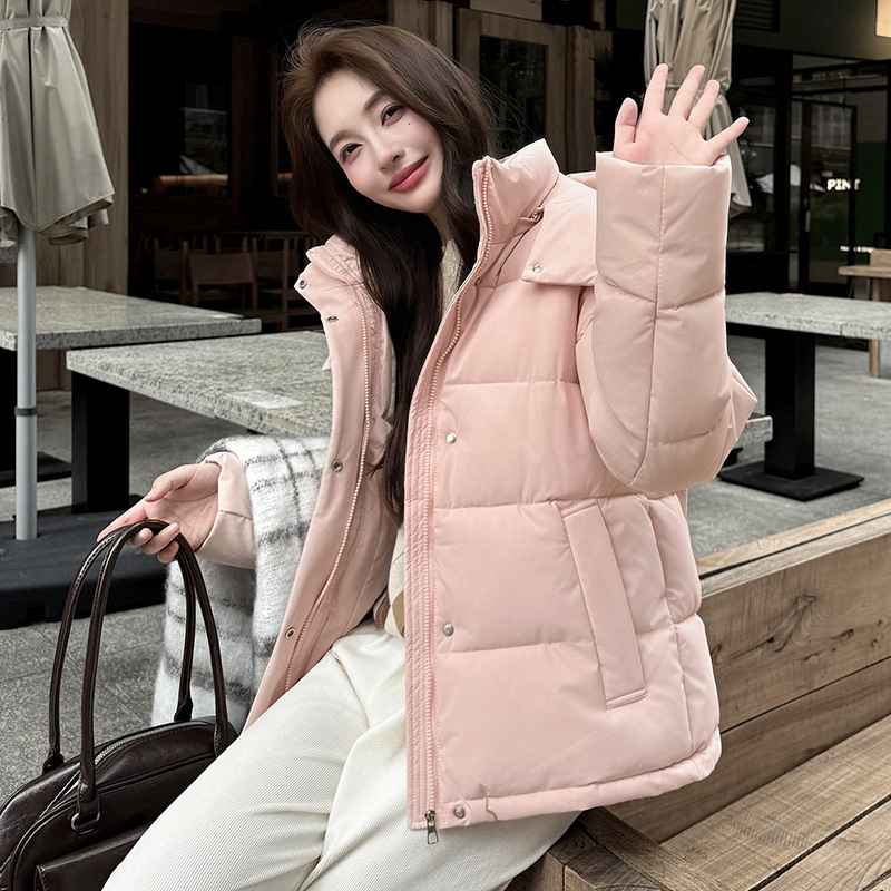 2026 winter women's stand-collar down jacket, warm and comfortable, versatile, loose-fitting, short white duck down coat