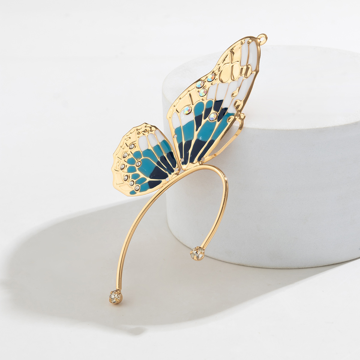 1 Piece Elegant Sweet Butterfly Plating Iron Rhinestones Ear Cuffs display picture 12