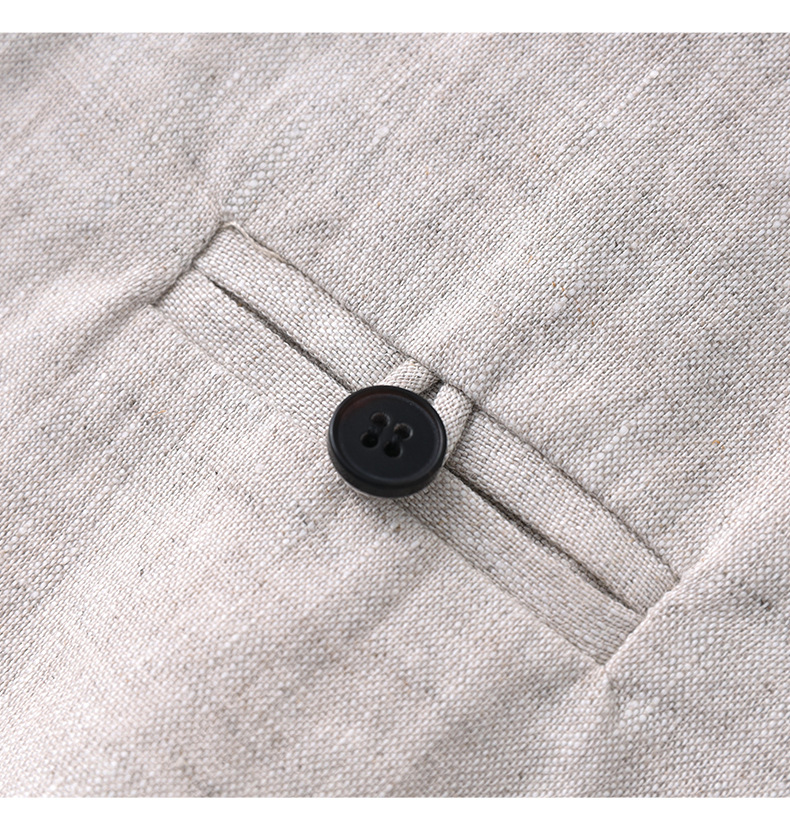 Bộ vest nữ cổ chữ V hai mảnh vải lanh đi làm mùa hè — Màu mơ chi tiết 13