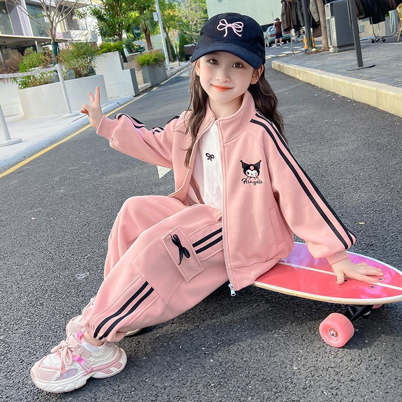 女童春秋运动套装女宝宝2025新款卡通洋气卫衣两件套儿童休闲秋装