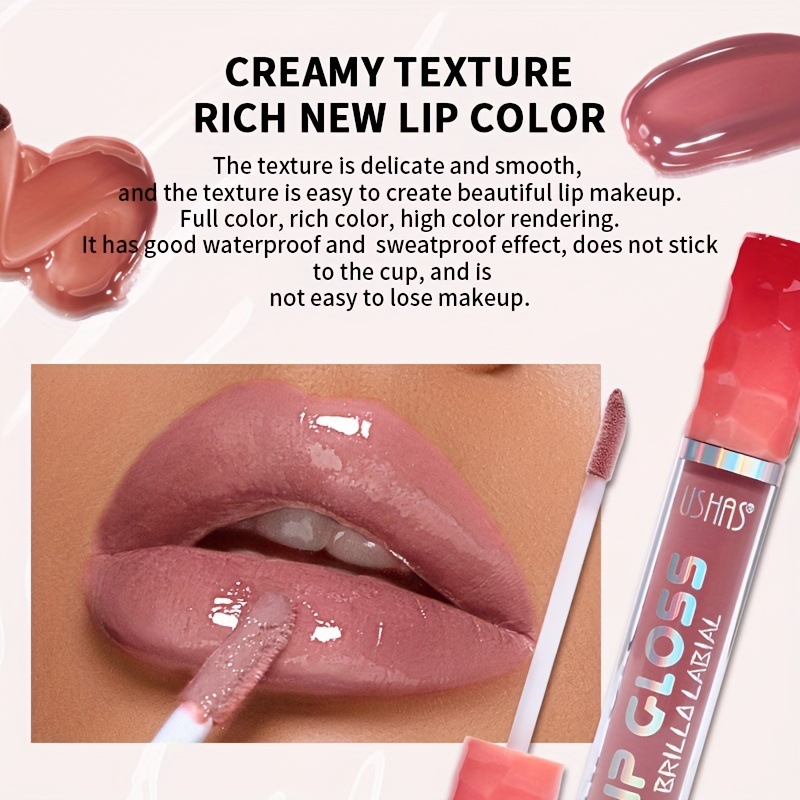 USHAS und Moisturizing Glaze Lip Color. Matter, verblassender Lippenstift, nicht färbende Tassenflüssigkeit_voghion.com