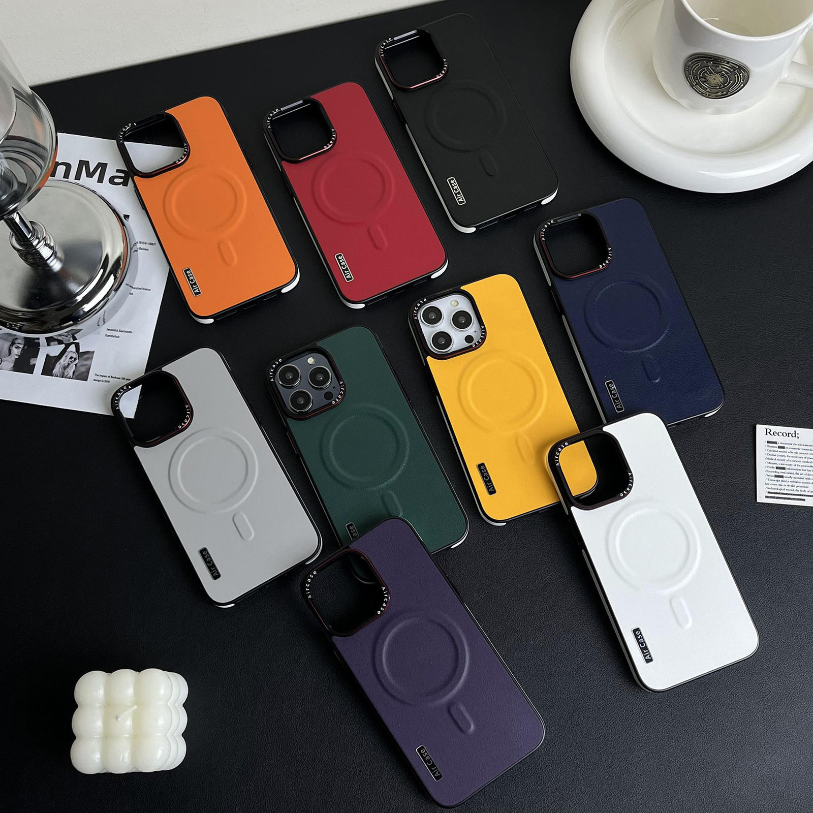 45g Weight PC Plain Leather Solid Color Hot Pressing Basic Simple Style Phone Cases Phone Accessories