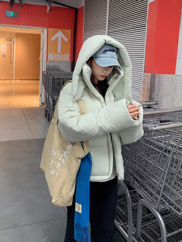 韩版宽松立领连帽2025年新款女冬季高级感加厚保暖面包服棉服|undefined