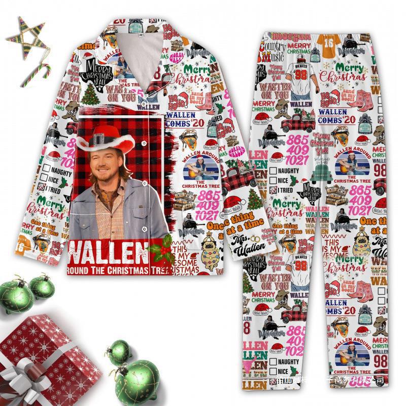 Pod One-Piece Minimum Order Amazon Autumn and Winter 3D Printed Shirts Long-Sleeved Pants Home Couple Pajamas Cross-Border Customization