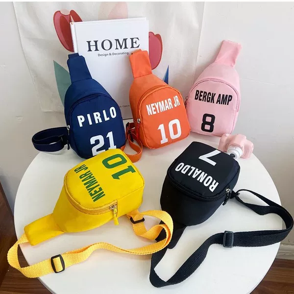 Children's Bags 2025 New Trendy Boys and Girls Chest Bags Baby Simple Fashion Digital Small Cloth Bag Single Shoulder Crossbody Bag