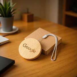 竹木环保六合一手机快充线便携多功能收纳盒充电线圆形木盒转接头