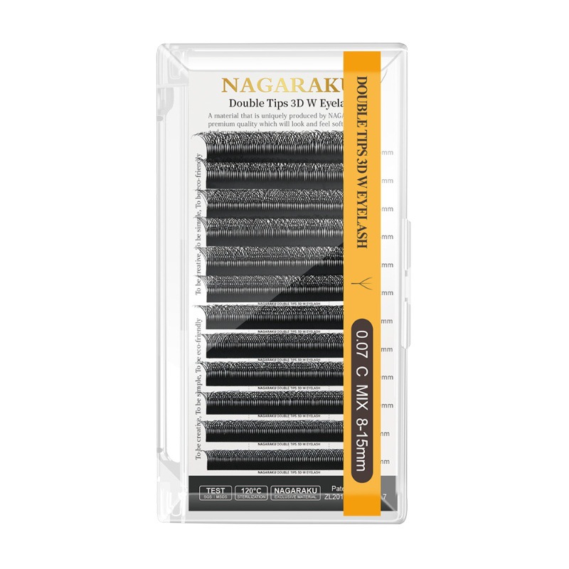 NAGARAKU W tipo injerto pestañas 6D cifrado trébol doble punta del pelo suave no fácil de perder raíz floración pestañas postizas
