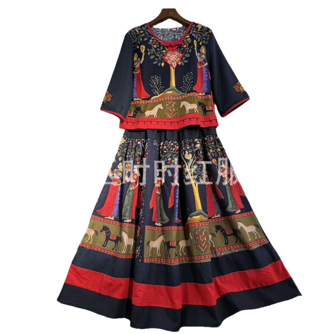 Ethnic set, ethnic style, 2023 collection, cotton and linen, wholesale