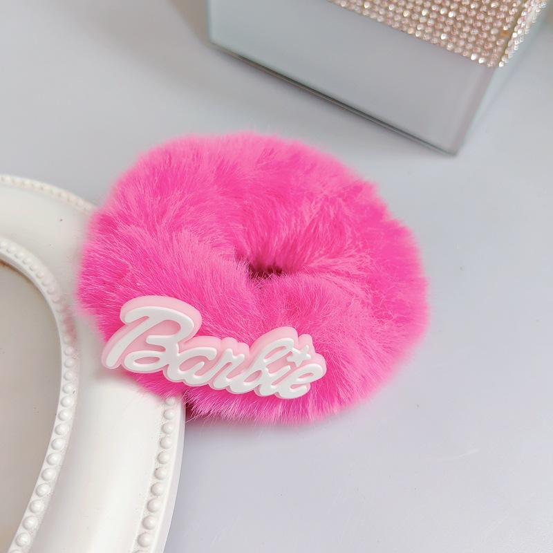 Dopamina dulce y picante Barbie Rosa mullida carta intestino grueso banda de pelo chica princesa cuerda de pelo Rosa rojo blanco tocado