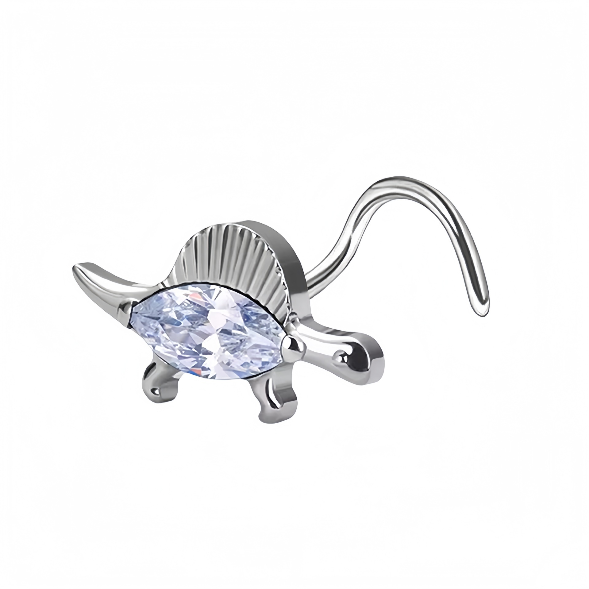 Piercing nez cerise en acier inoxydable avec zircon brillant_voghion.com