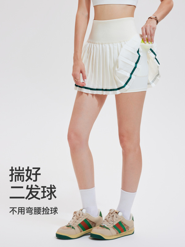 クロスボーダー新作テニススカート、女性用ハイウエスト痩身ホットガールハーフレングスプリーツスカート、バドミントンランニングフィットネススポーツショートスカート|undefined