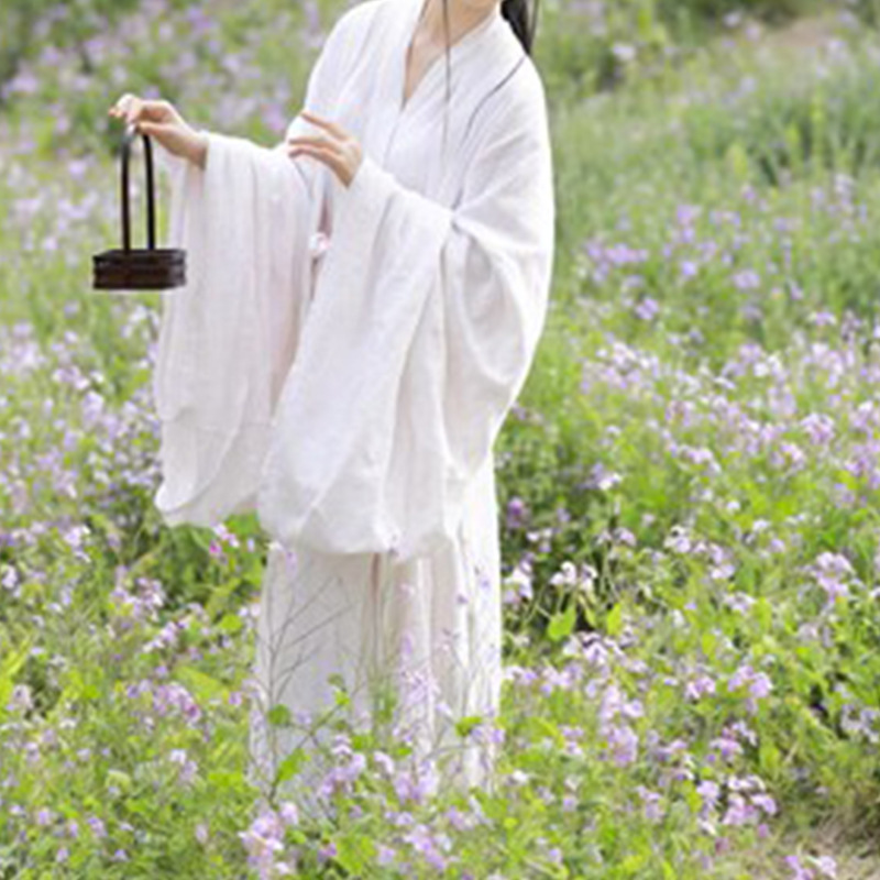 Cool Style Wei Jin Style Southern and Northern Dynasties Hanfu Female Chinese Style Ancient Costume Super Immortal Elegant Ancient Style White Cotton Linen Summer Style