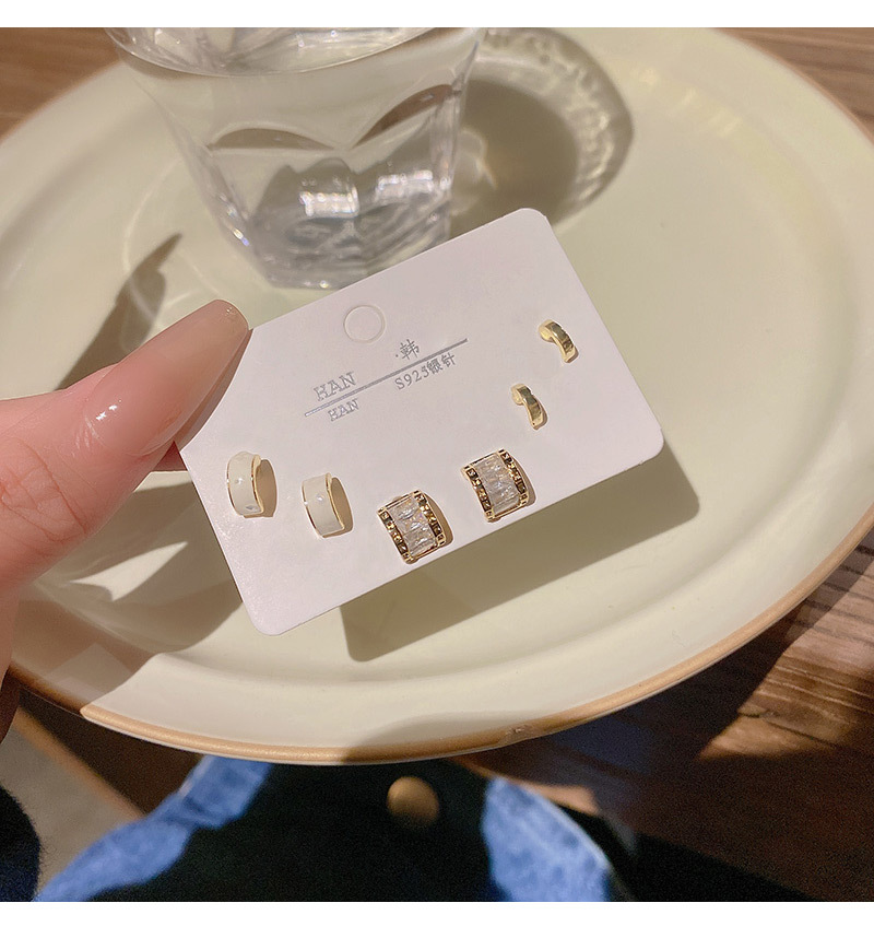 Fashion Geometric Copper Inlay Zircon Hoop Earrings 1 Pair