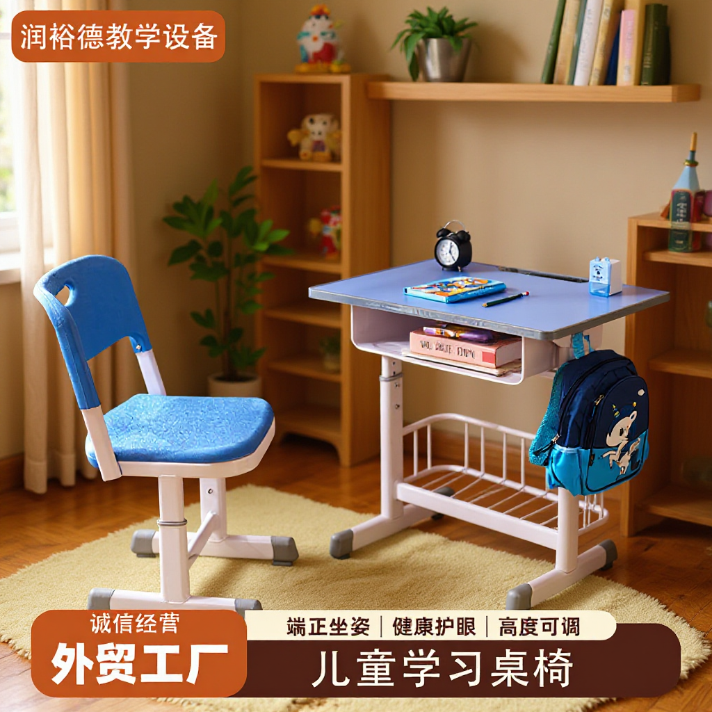 家用儿童学习桌小学初中生作业写字桌辅导班培训可升降课桌椅套装