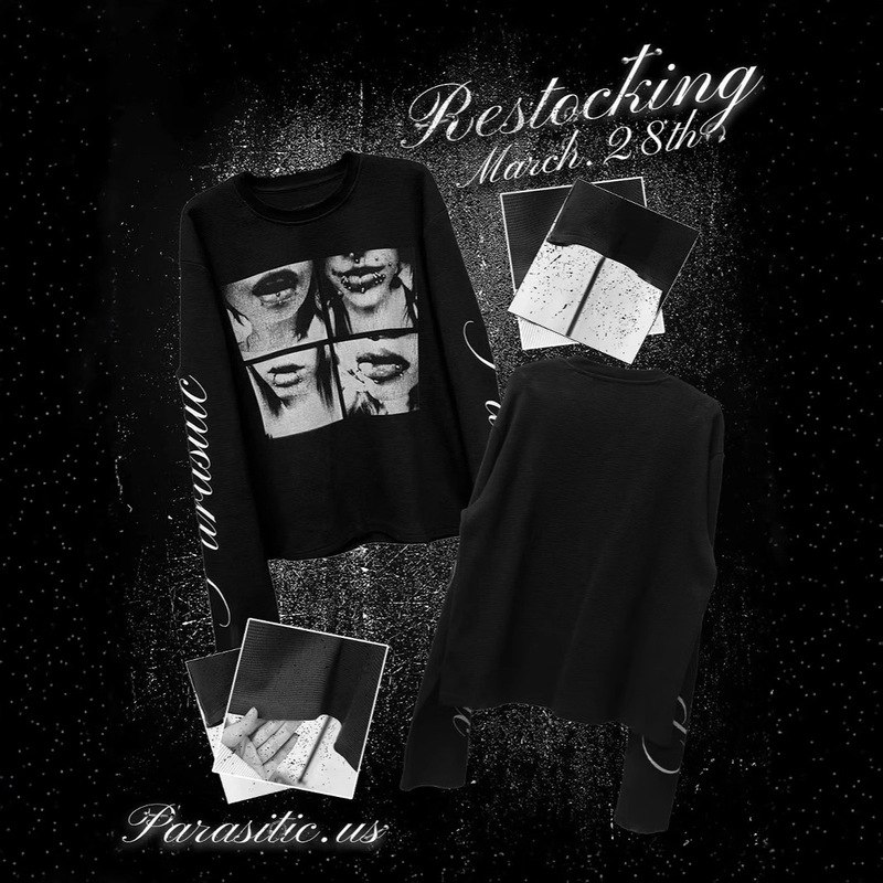 Y2k American Retro Millennium Letter Printed T-Shirt Dark Style Street Punk Men's and Women's Long Sleeve Top Wholesale