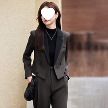 秋冬职业装女士时尚短款小西装套装时尚潮流气质厚款西服套装