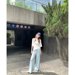 YUYU soft系列 裤子女垂感宽松夏季显瘦百搭直筒针织长裤半裙